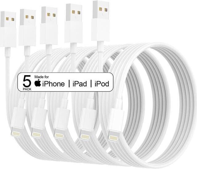 5-Pack Fast Charger sync USB cable for Apple iPhone5 6 7 8 X XS XR 11 12 13 Pro
